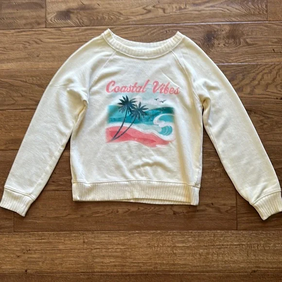 🌿 SO Coastal Vibes Light Yellow Sweatshirt. - Picture 1 of 4